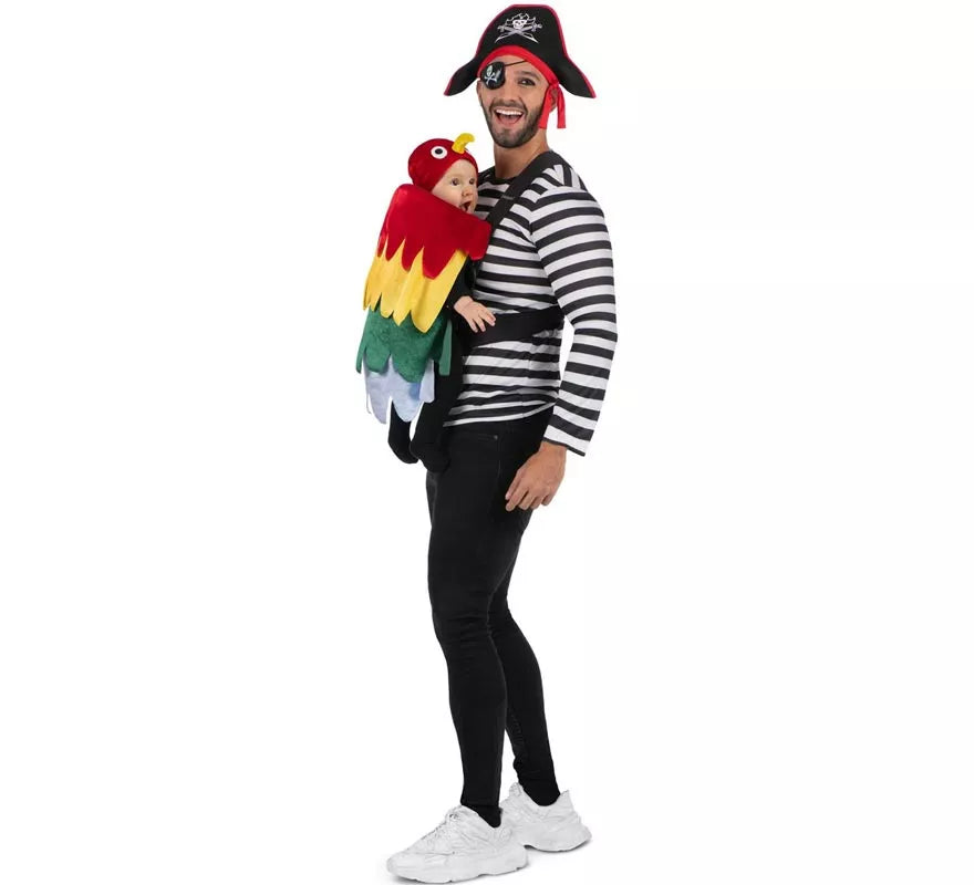 Translation missing: pt-PT.Disfraz de Pirata y Loro con cubremochila para adulto y bebé
