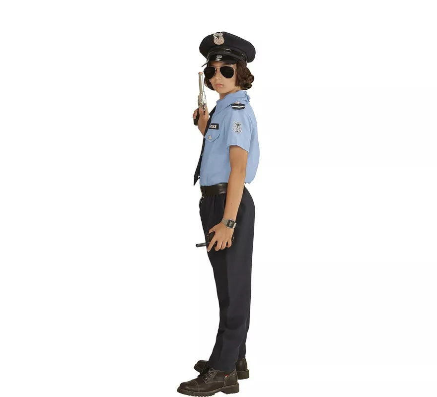 Translation missing: pt-PT.Disfraz de Policía azul con gorro para niño y adolescente