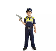 Fato de polícia local para criança