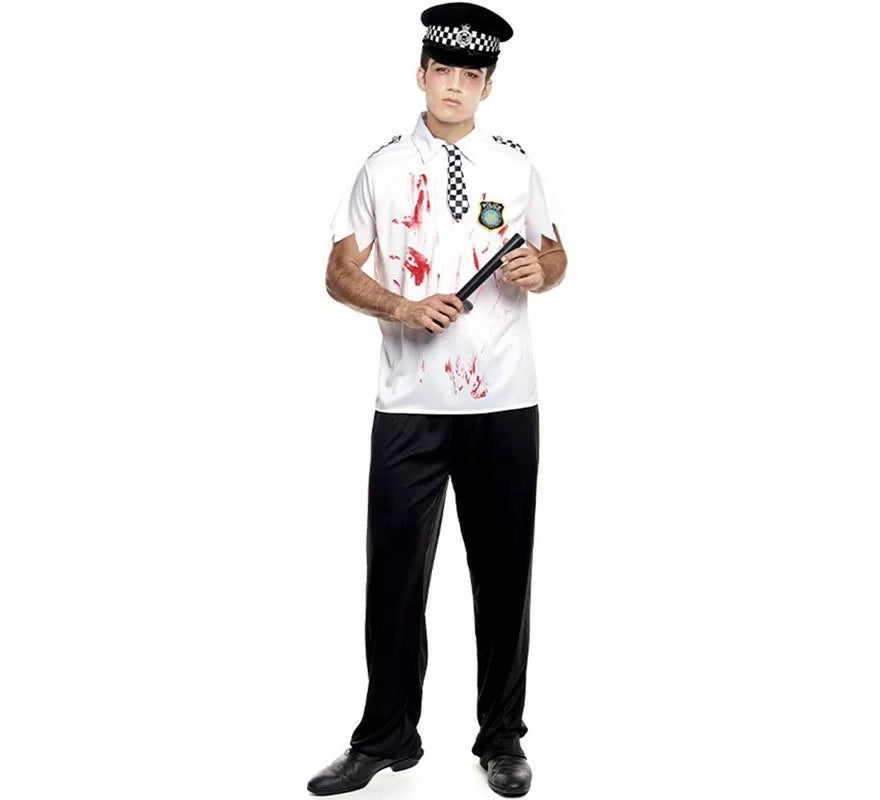 Translation missing: pt-PT.Disfraz de Policía Zombie blanco para hombre