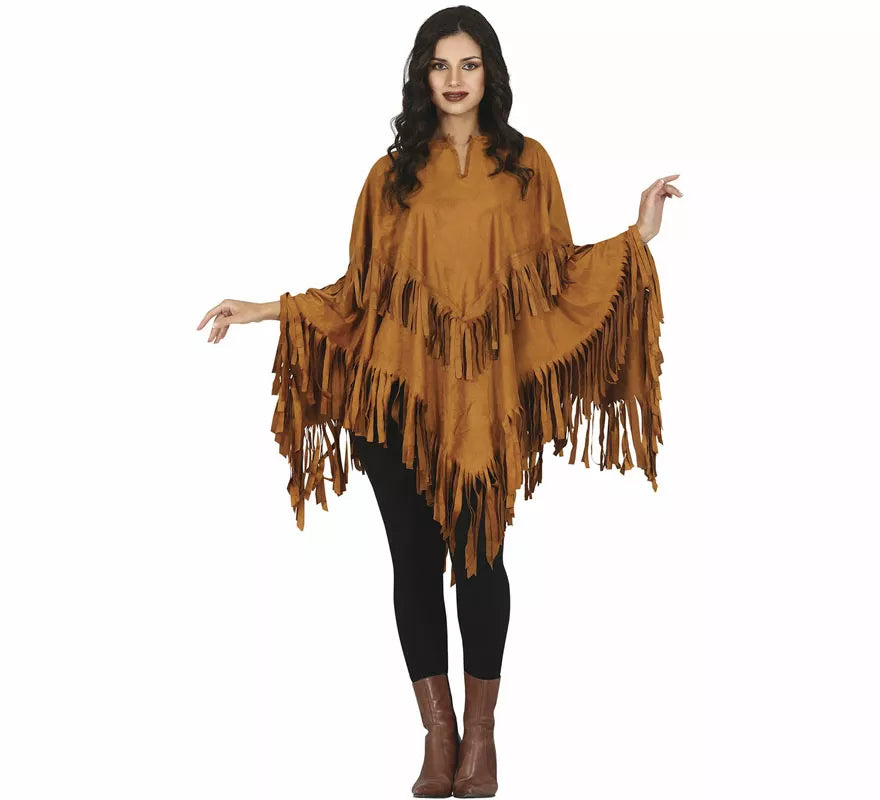 Translation missing: pt-PT.Disfraz de Poncho Marrón Indio para mujer