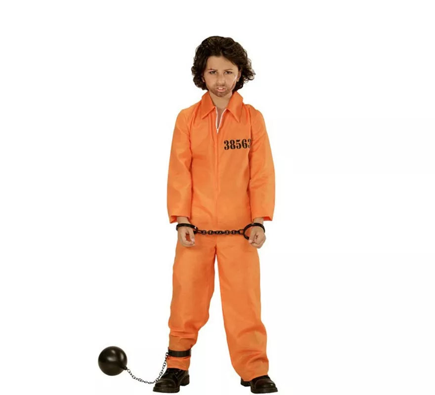 Translation missing: pt-PT.Disfraz de Preso con Identificación naranja para niño