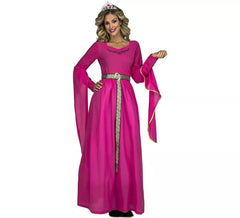 Fato de princesa medieval rosa para mulher