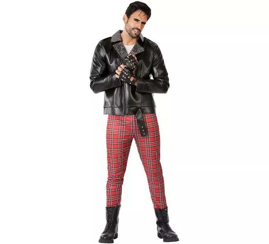 Translation missing: pt-PT.Disfraz de Punky Rojo y Negro para hombre