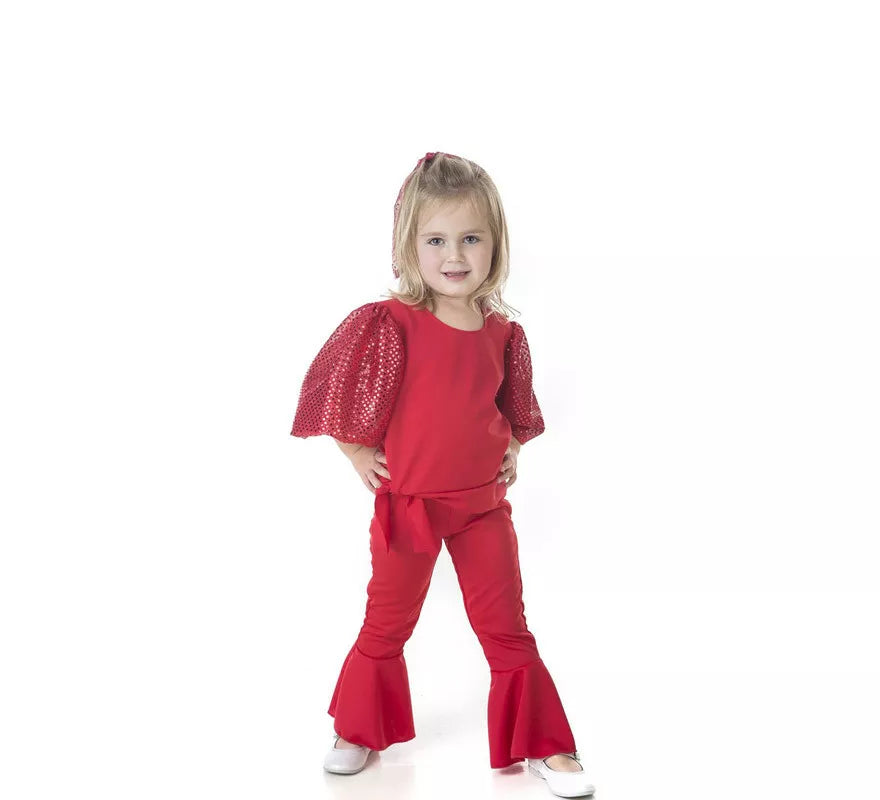 Translation missing: pt-PT.Disfraz de Raffaella Carrà rojo para niña