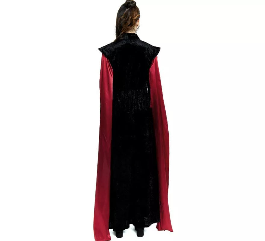 Translation missing: pt-PT.Disfraz de Reina Dragón negro con mangas rojas para mujer