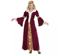 Fato de Rainha Medieval Borgonha para mulher