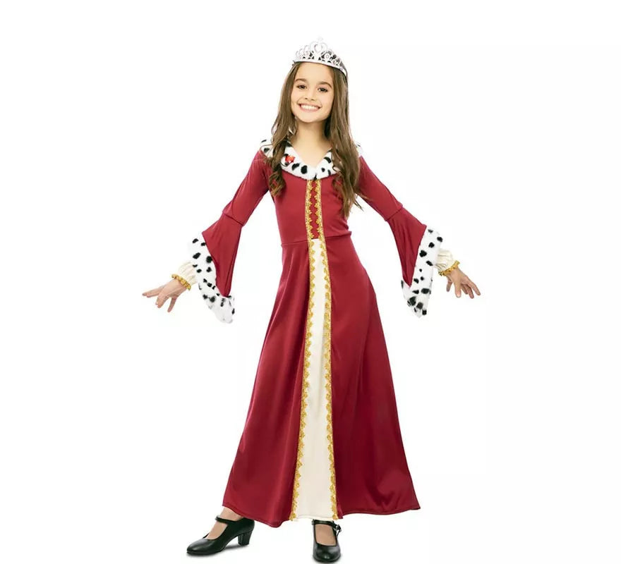Translation missing: pt-PT.Disfraz de Reina Medieval con estampado deluxe para niña