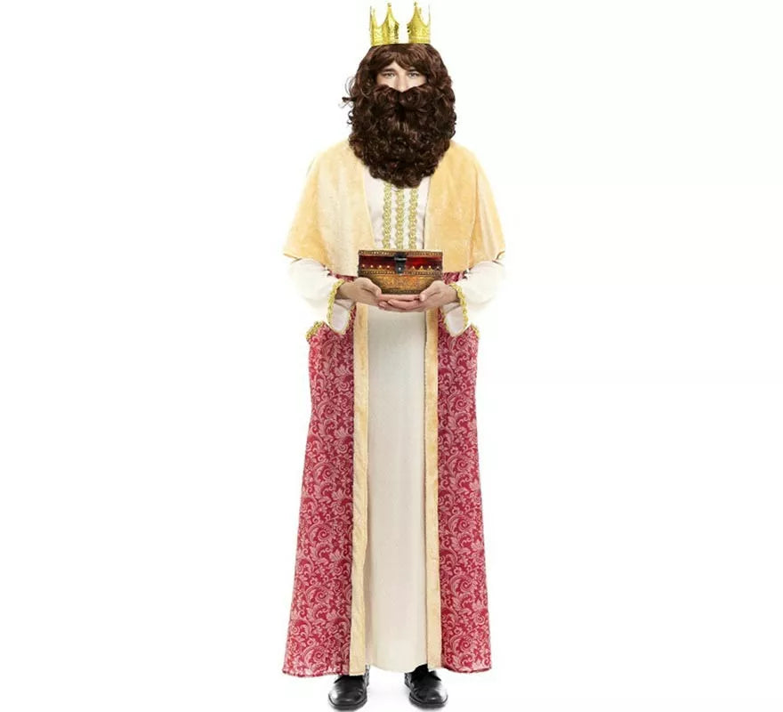 Translation missing: pt-PT.Disfraz de Rey Mago Gaspar burdeos con capa para hombre