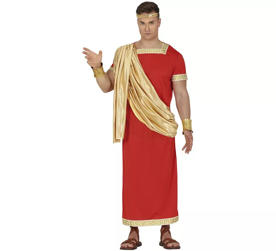 Translation missing: pt-PT.Disfraz de Romano rojo y dorado para hombre