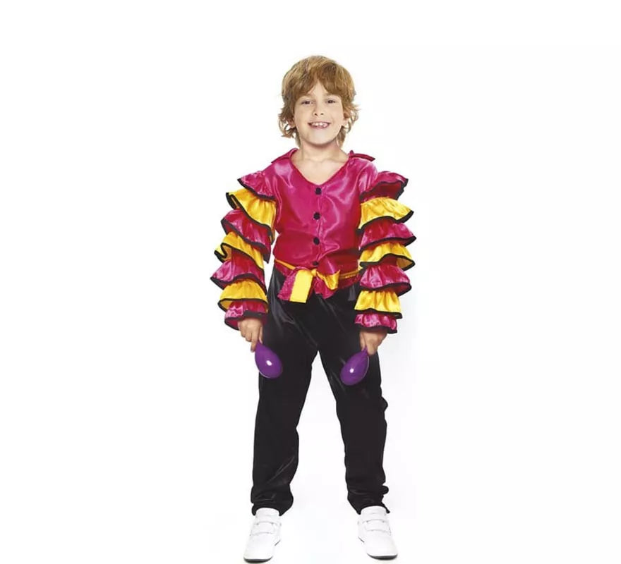 Translation missing: pt-PT.Disfraz de Rumbero fucsia con volantes para niño