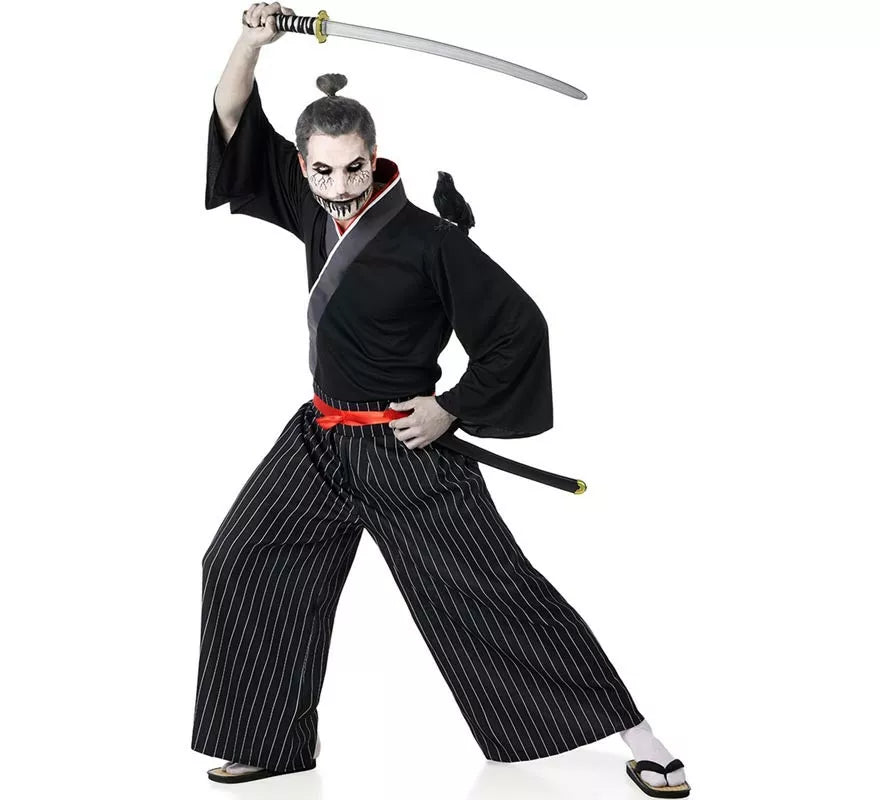 Translation missing: pt-PT.Disfraz de Samurai negro y rojo para hombre