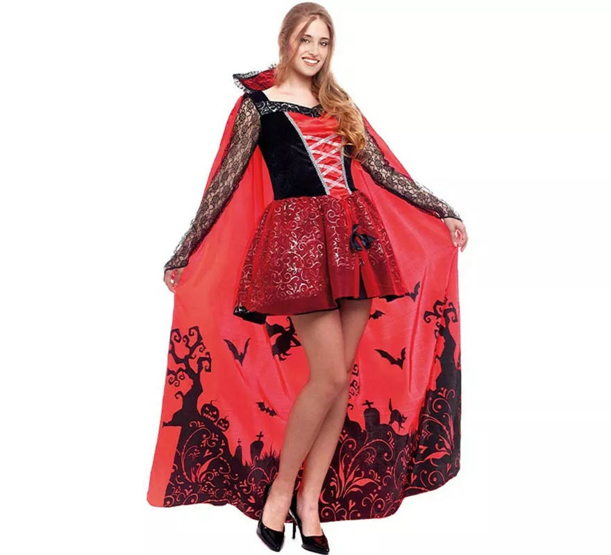 Translation missing: pt-PT.Disfraz de Vampiresa Estampado Deluxe para mujer