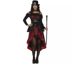 Fato de vampira gótica steampunk para mulheres