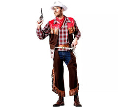 Fato de cowboy marrom para homem