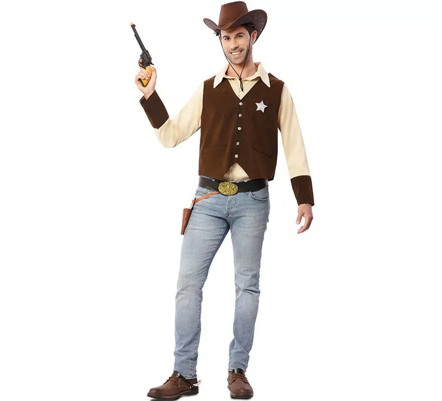 Translation missing: pt-PT.Disfraz de Vaquero Sheriff marrón para hombre