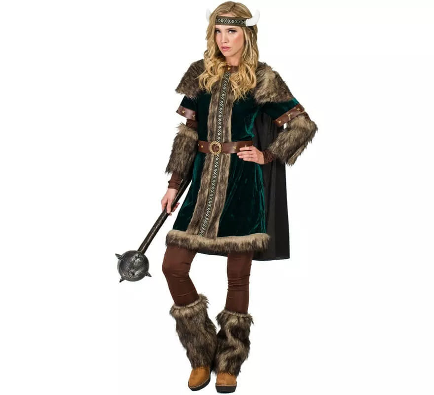 Translation missing: pt-PT.Disfraz de Vikinga Verde para mujer