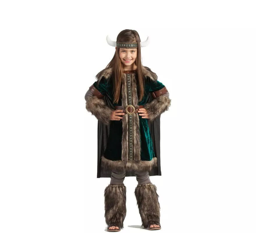 Translation missing: pt-PT.Disfraz de Vikinga verde para niña