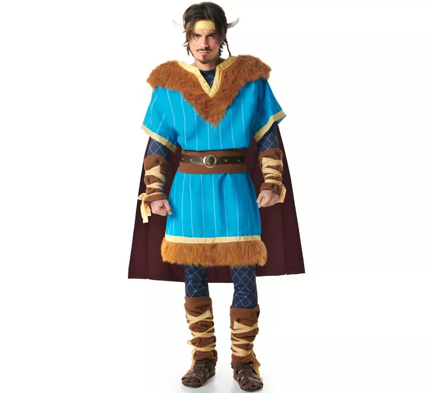 Translation missing: pt-PT.Disfraz de Vikingo azul con Capa para hombre