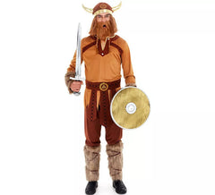 Fato de guerreiro viking castanho para homem