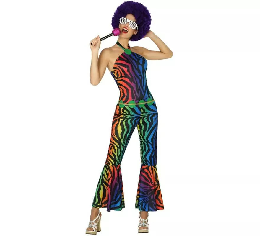 Translation missing: pt-PT.Disfraz Disco con estampado multicolor para mujer