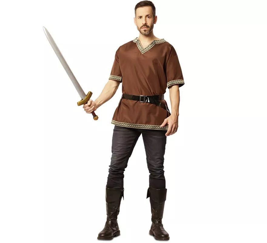 Disfraz o Camisa Medieval Marrón con cinturón para hombre