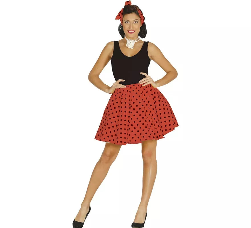 Translation missing: pt-PT.Disfraz o Kit Pin Up de los 50 Rojo para mujer: Falda y Lazo