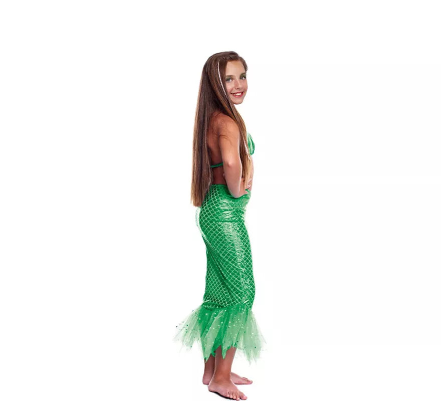 Translation missing: pt-PT.Disfraz o Kit Sirena Verde para niña: Top y Falda
