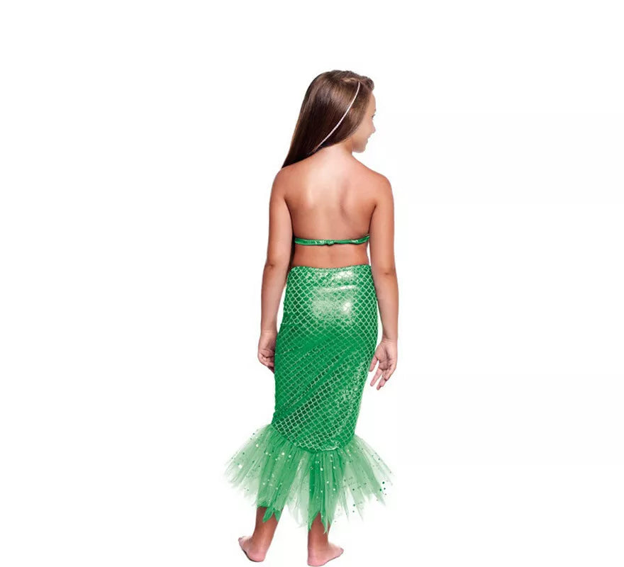 Translation missing: pt-PT.Disfraz o Kit Sirena Verde para niña: Top y Falda