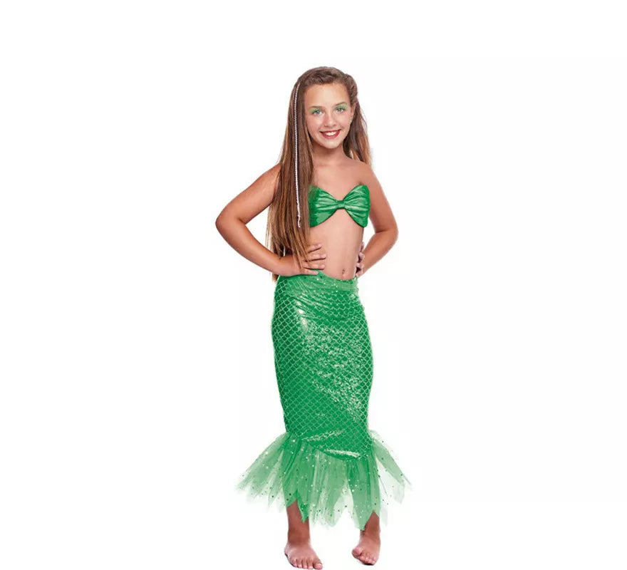 Translation missing: pt-PT.Disfraz o Kit Sirena Verde para niña: Top y Falda