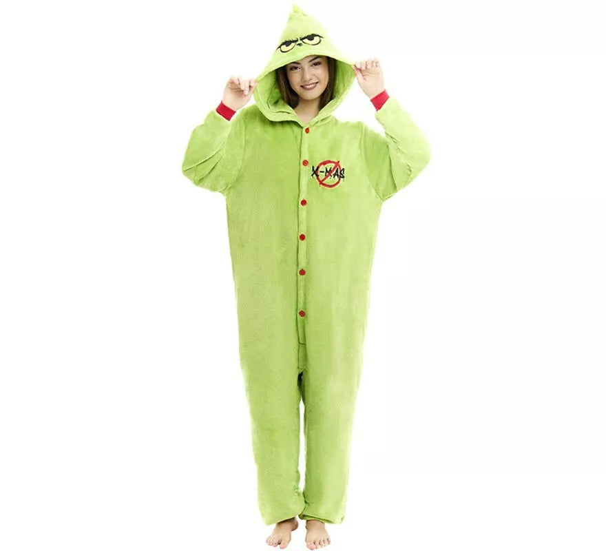 Translation missing: pt-PT.Disfraz o Pijama Duende Navideño verde para adulto