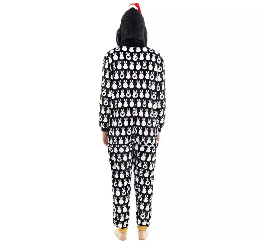 Translation missing: pt-PT.Disfraz o Pijama Pingüino Navideño estampado con capucha para adulto