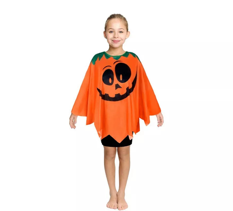 Translation missing: pt-PT.Disfraz o Poncho Calabaza feliz naranja infantil de 65 cm