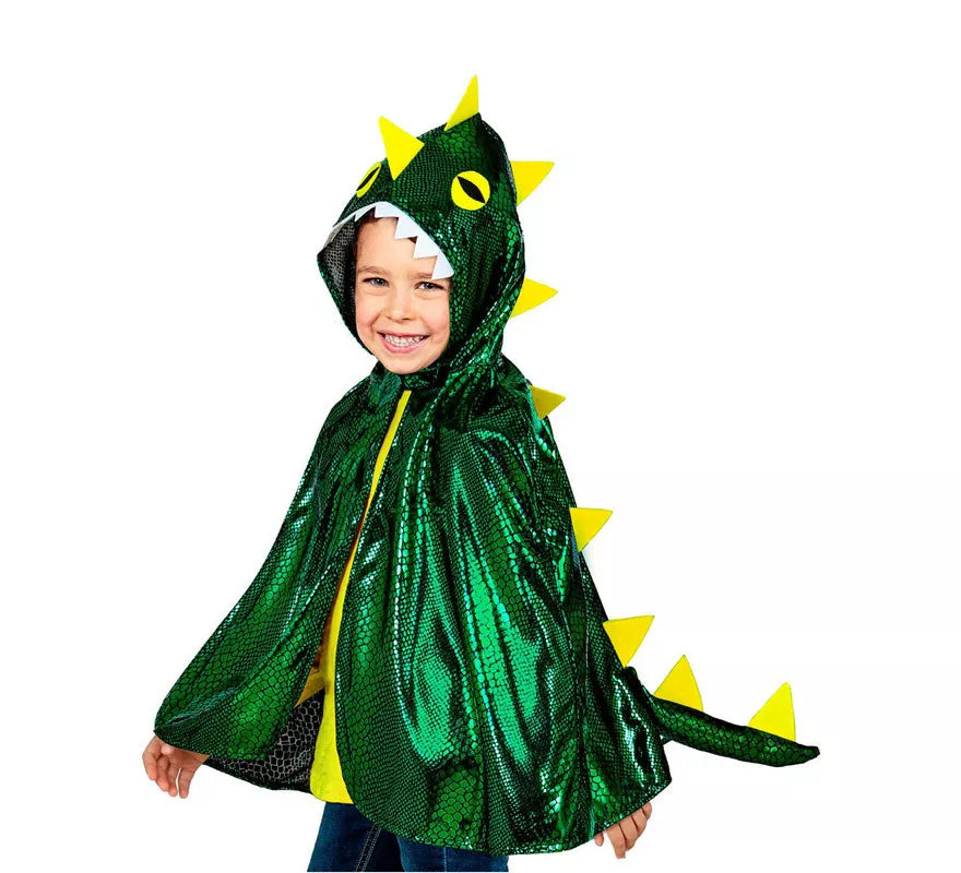 Translation missing: pt-PT.Disfraz o Poncho de Dragón Verde Brillante con Capucha para niños