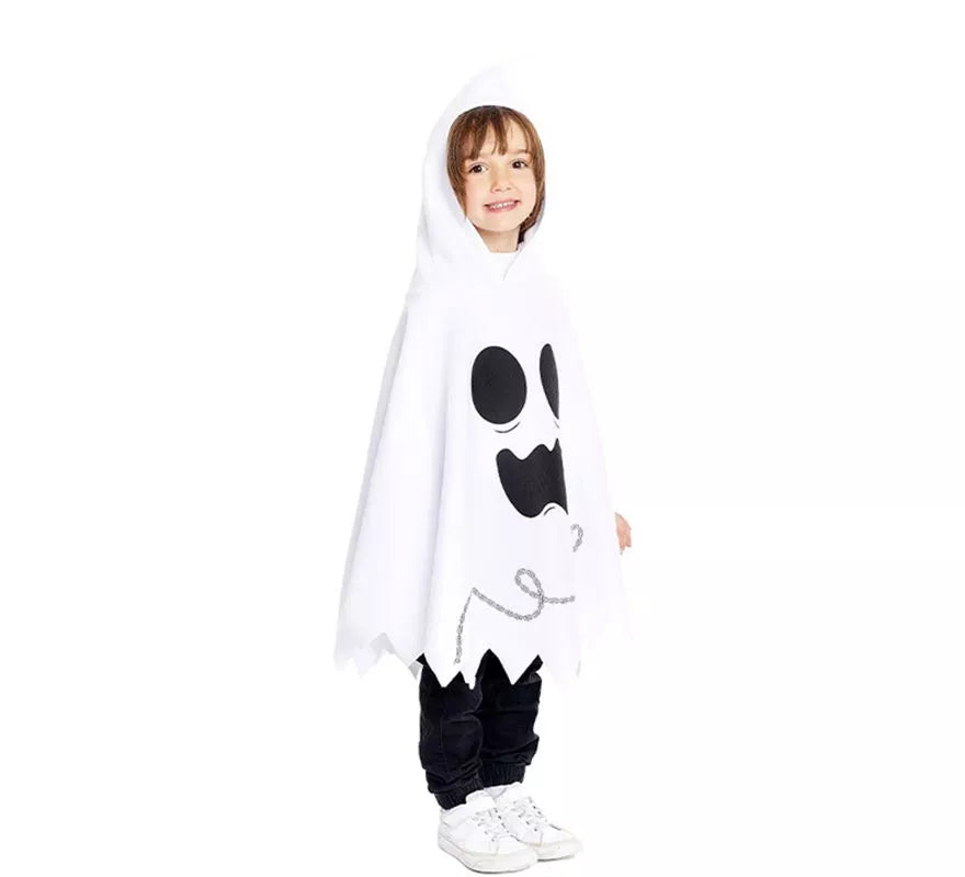 Translation missing: pt-PT.Disfraz o Poncho Fantasmita blanco con capucha para bebé y niños