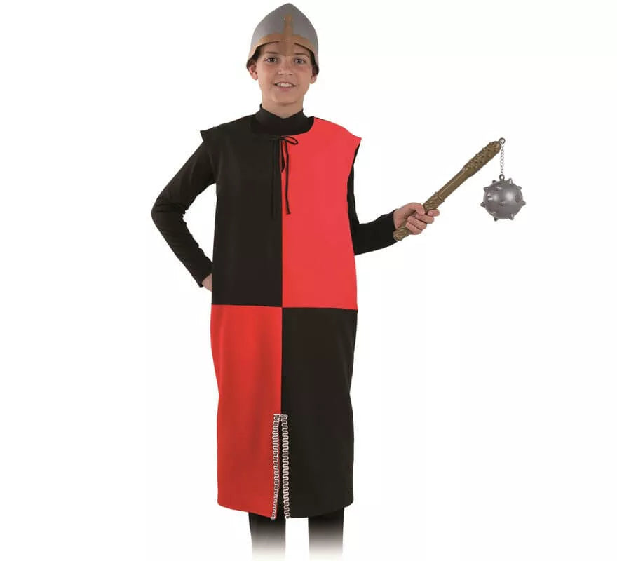Translation missing: pt-PT.Disfraz o Túnica de Guerrero Medieval Roja y Negra para niño