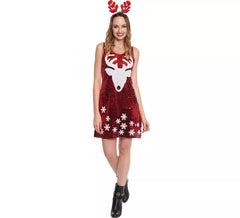 Vestido ou fato de lantejoulas de rena para mulher
