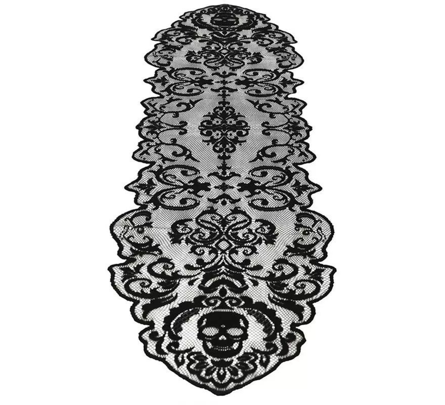 Translation missing: pt-PT.Encaje Calaveras para Mesa negro de 180x35 cm