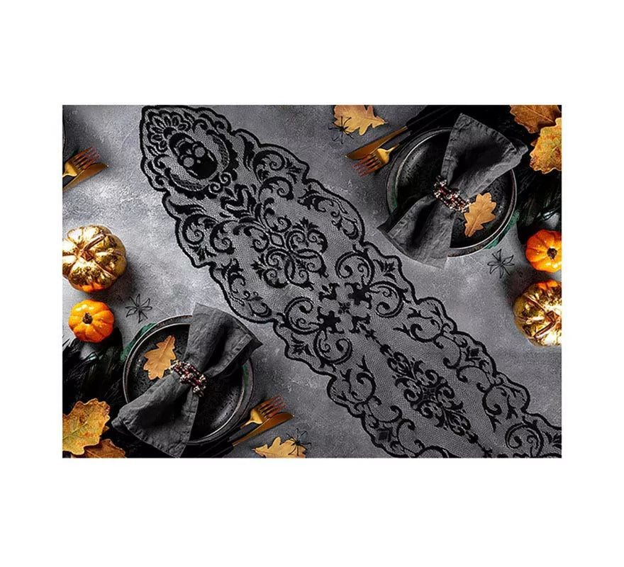 Translation missing: pt-PT.Encaje Calaveras para Mesa negro de 180x35 cm