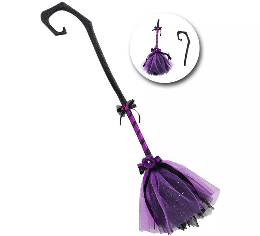 Escoba de Bruja Negro y morado