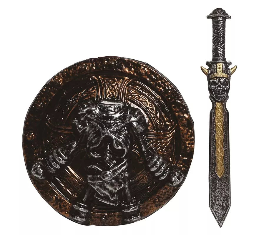 Translation missing: pt-PT.Espada de 57 cm y Escudo de 45 cm de Guerrero Esqueleto