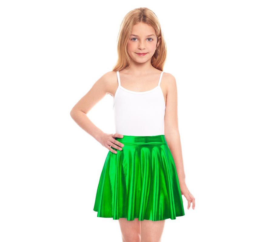 Translation missing: pt-PT.Falda de Vuelo verde metalizada para niña