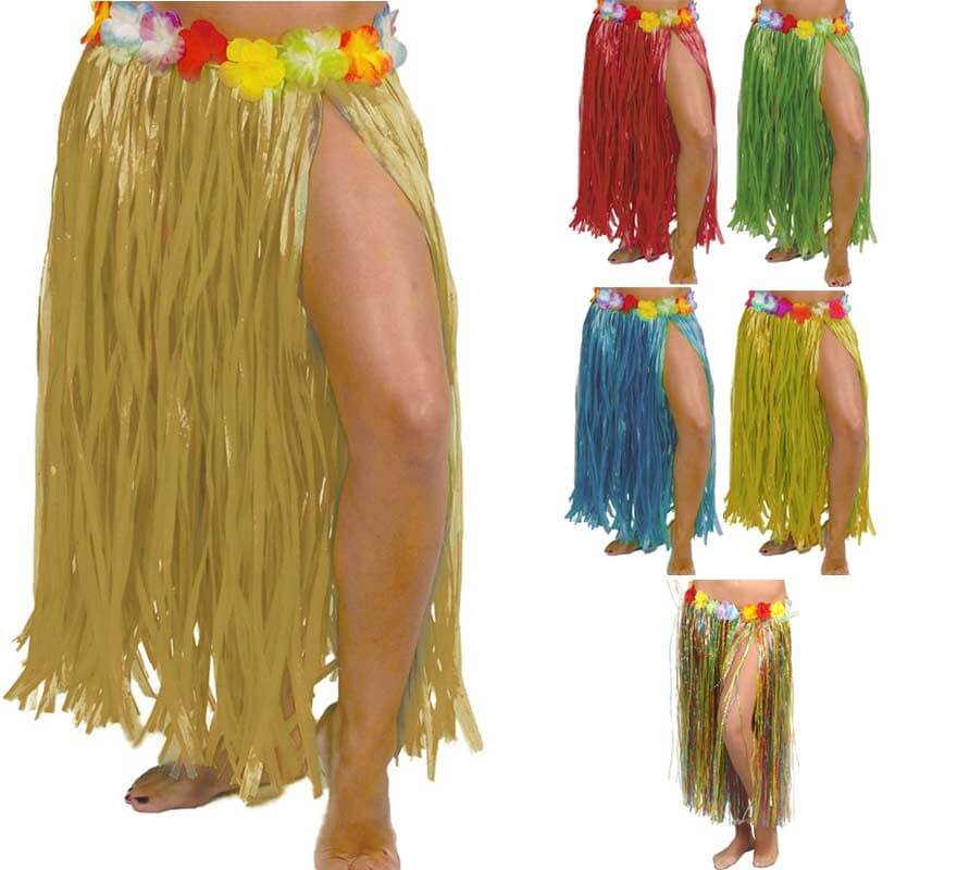 Falda Hawaiana con Flores en varios colores 75 cm