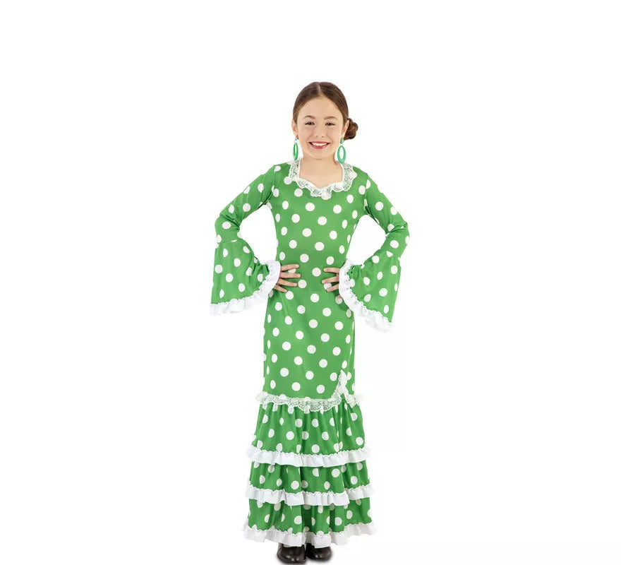 Translation missing: pt-PT.Flamenca Verde con lunares para niña