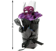 Flor com caveira preta e roxa 20 cm