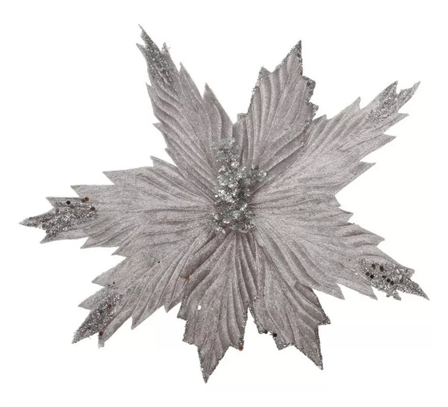 Translation missing: pt-PT.Flor de Navidad Plata de 25 cms