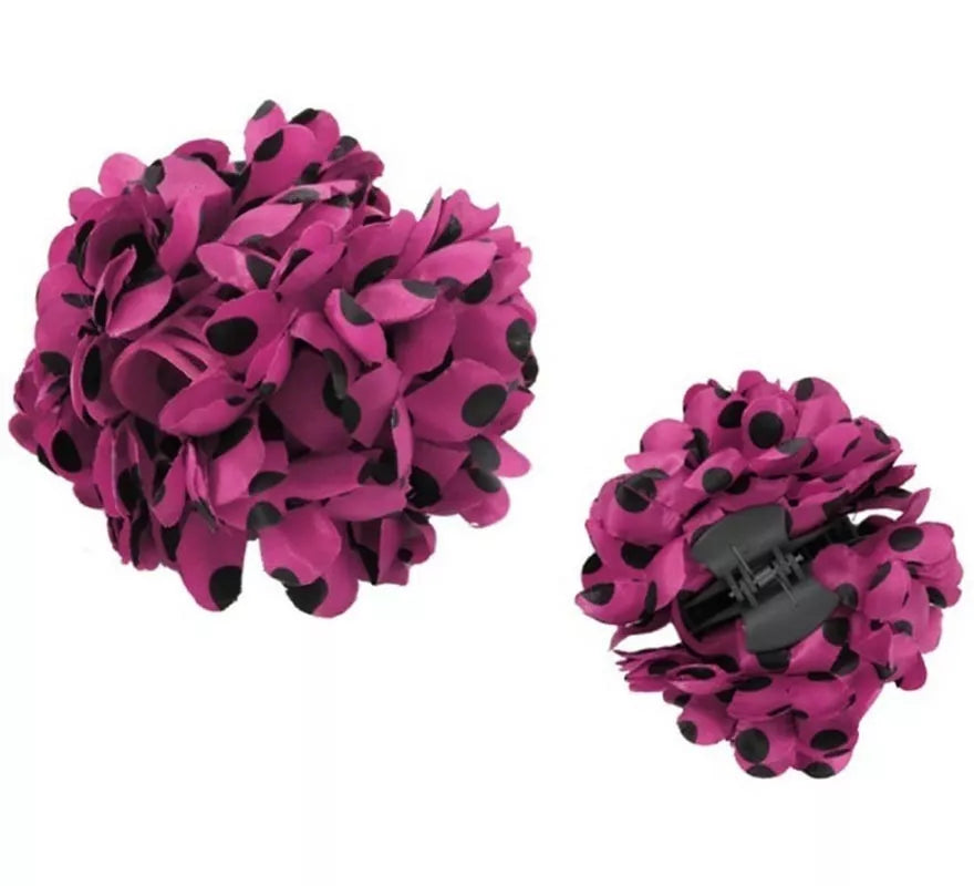 Translation missing: pt-PT.Flor Sevillana o Chulapa 8 cm con Lunares Negros y Pinza, varios colores