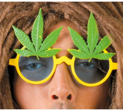 Óculos Rastafari com folhas de maconha