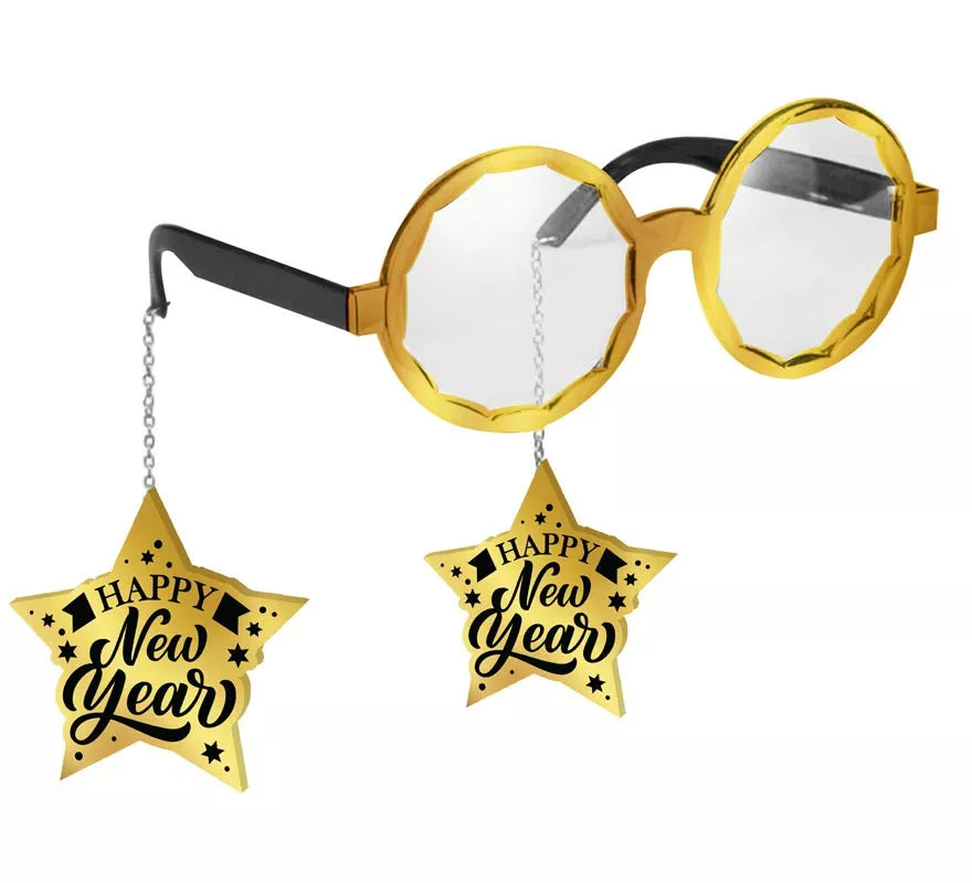 Translation missing: pt-PT.Gafas Happy New Year doradas con Estrellas