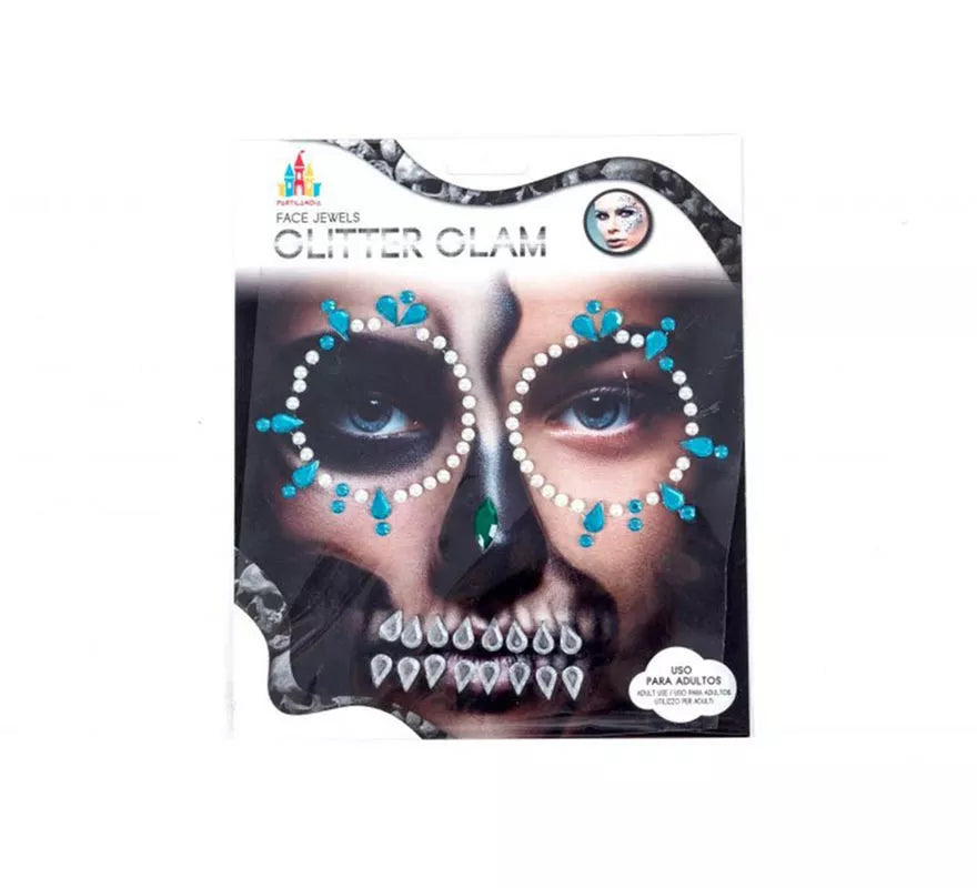 Translation missing: pt-PT.Gemas Faciales Adhesivas Calavera azul turquesa